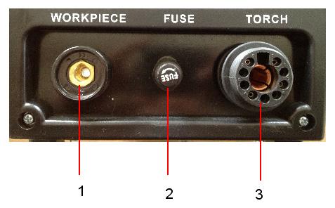 Front machine connections Fig 2 1. Earth / Work piece connector Connect the earth lead to this connector. Insert male connector into socket and twist clockwise until tight.