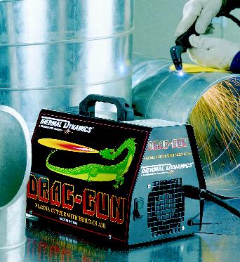 The Drag-Gun delivers 1/8 cutting (3.2mm) capacity on carbon steel when operated on a 240 volt/10 amp circuit. The built- in air compressor assures clean dry air.