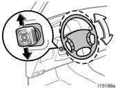 Power tilt and telescopic steering wheel CAUTION Do not adjust the steering column while the vehicle is moving.