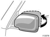 Folding rear view mirrors Anti- glare inside rear view mirror NOTICE If ice should jam the mirror, do not operate the control or scrape the mirror face. Use a spray de- icer to free the mirror.