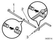 Turn the jack joint by hand. To remove: Turn the joint in direction 1 until the jack is free.
