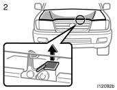 Hood Theft deterrent system To open the hood: 1. Pull the hood lock release lever. The hood will spring up slightly. CAUTION Before driving, be sure that the hood is closed and securely locked.