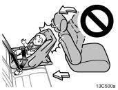 Do not install a child restraint system on the third seat if it interferes with the lock mechanism of the second seats.