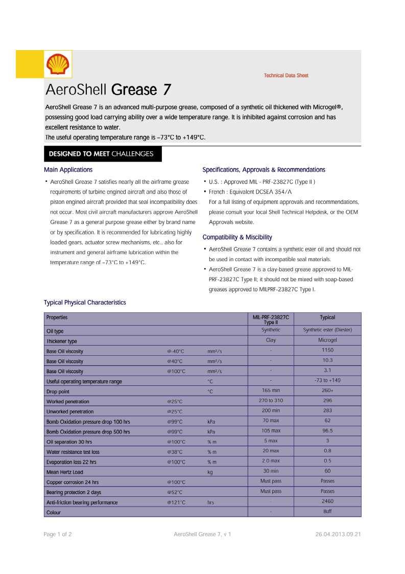 AEROSHELL GREASE 7 DATA SHEET