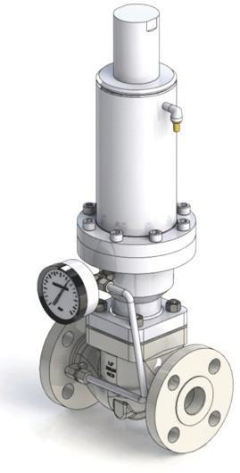If the upstream pressure rises above the setting of the valve, pressure on the underside of the diaphragm overcomes the spring