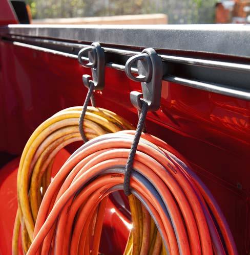 *Requires Deck Rail System MINI TIE DOWNS* Organize and secure your equipment with these adjustable mini tie-downs with hooks, composed of sturdy black nylon for durability.
