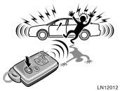 To open the trunk lid, push and hold the trunk opener switch of the transmitter for 1 second. A long beep will sound.