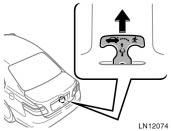 Vehicles with trunk storage extension After closing the door located behind the rear seat armrest, insert the master key (vehicles with key cylinder type ignition switch) or mechanical key (vehicles