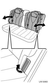 1. DRIVER S SEAT: SEAT POSITION, SEAT HEIGHT AND SEAT CUSHION ANGLE ADJUSTING SWITCH PASSENGER S SEAT: SEAT POSITION ADJUSTING SWITCH Move the control switch in the desired direction.