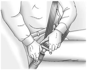 To make the lap part tight, pull up on the shoulder belt. To unlatch the belt, just push the button on the buckle.