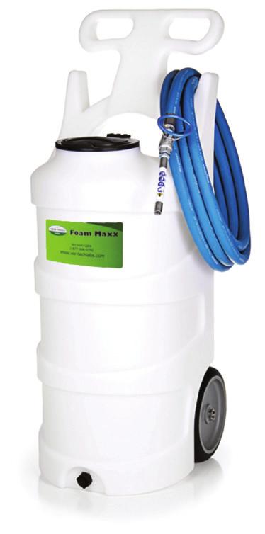 access to components Natural color tank for easy visibility of product levels Hinged  Output distance is 25-30 feet Output volume is 20-45 gallons/minute 24 wand included Portable 50 Gallon Foamer