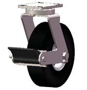 A polyurethane lock roller engages a steel brake shoe against the tread of the wheel providing positive