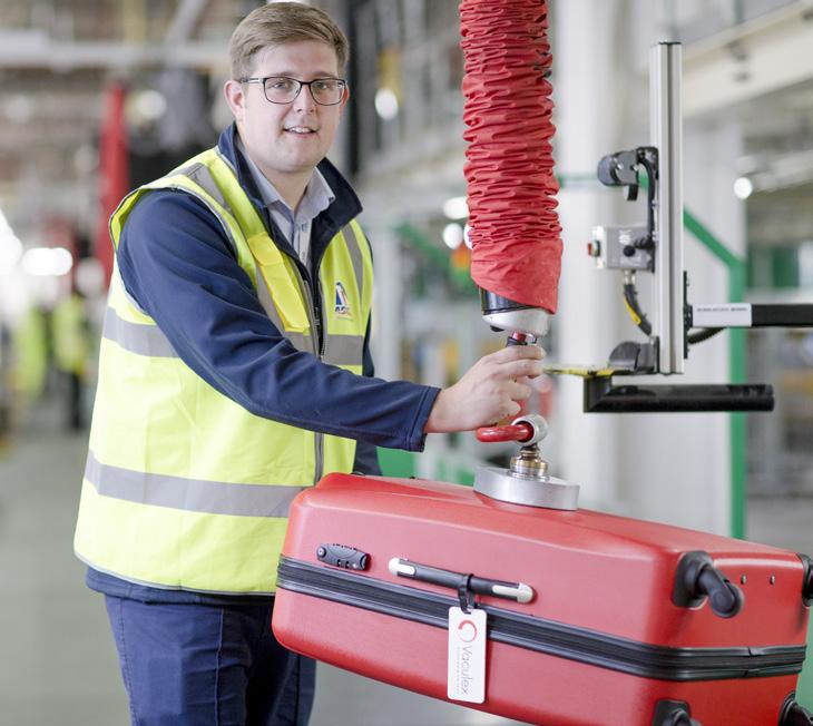 REDUCE THE WORKLOAD 80% REDUCE THE WEIGHT By implementing Vaculex Baggage Lift the