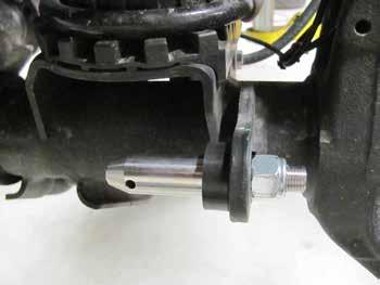 Attach the long mounting post with polyurethane spacer into the factory sway bar link mount. The stud should point towards the center of the vehicle.
