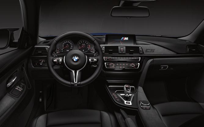 The lightweight M Sport seats for the driver and front passenger both offer outstanding lateral hold and feature a combination of BMW Individual CS-specific extended