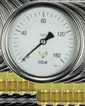 Pressure Gauges 00 : Capsule Pressure Gauges Low range with high accuracy Compact design These pressure gauges are well suited for low pressure measurement mbar Case Ring Window Dial Pointer Sensing