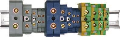 ZNI series screw terminal blocks These terminal blocks serve for safe and compact connection of phase, neutral and protective (ground) conductors of various size. They are installed onto a DIN-rail.