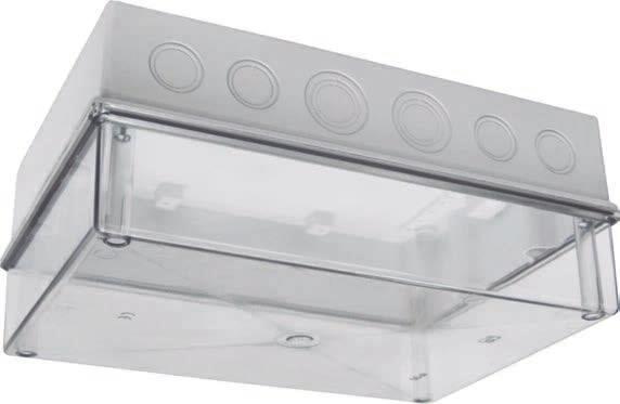 KMPn 5/16 surface mounted modular plastic empty enclosures with transparent cover, IP55 These empty enclosures are excellent for mounting in rooms with high humidity level or prominently dusty areas: