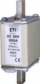 Telecom Fuses FUSES FOR DC (Direct Current) APPLICATIONS - ETI solution for TELECOM Power Supply Circuits ETI d.d. developed specially designed fuse-iinks for short circuit protection of d.c. telecom power supplies.