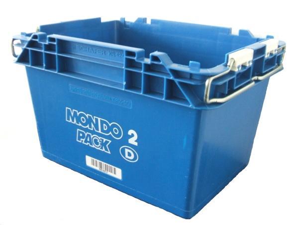 MONDO 2 Box l x w x h At the top l x w x h Boxen per palett recyclingfähiges PP 398 x 298 x 245 mm 323 x