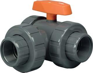 Flanged EPDM LA Series Lateral Three-Way True Union Ball Valves, 1/2 to 6 PVC and Corzan CPVC Simplifies lateral connections Replaces valve/tee connection combinations Quick, easy to install Double