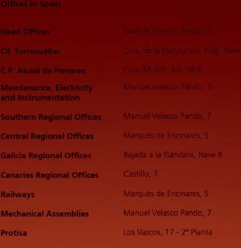 41 Maintenance, Electricity Manuel Velasco Pando, 7 41007 Sevilla +(34) 95.493.60.00 +(34) 95.493.60.12 and Instrumentation Southern Regional Offices Manuel Velasco Pando, 7 41007 Sevilla +(34) 95.