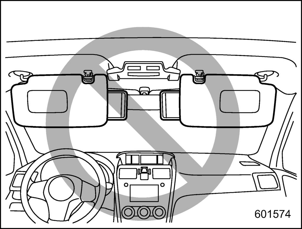 Interior equipment/storage compartment 6-5 Do not pull out the extension plate with the sun visor positioned over the windshield.