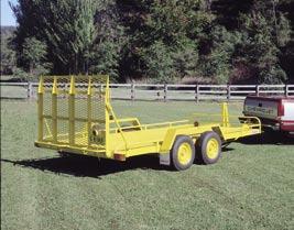 industrial trailers 18. DEAN Tandem axle tilt bed plant transporting trailer ~ 2 tonne capacity with a 2.9 tonne A.T.M. ~ Tray size 4.
