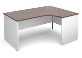 larger working area with white panel end legs Use individually or side-by-side with the left hand desk for a full wave effect Right Hand Ergonomic esks COE H w d RRP UO14EL 1400