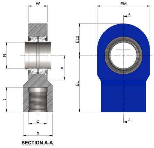 MOUNTS Rod End *Various bearing types are available please refer to pages 19-24 and specify on order. N W C b t EL EL2 EM a Load Rating (kn) 30 27 M20 x 1.5P 35 40 80 40 70 32 71 40 32 M27 x 2.