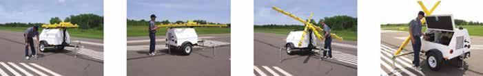 SET UP PROCEDURE (5 MINUTES): APPROACH LIGHTS & NAVIGATIONAL AIDS - 3.13 L-893 LED Runway Closure Marker 1. Level as necessary using 3 leveling jacks. 2. Extend the 4 light assembly arms. 3. Tilt the light to the upright position.