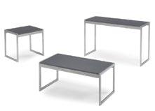 White/Brushed Steel 44 L x 20 D x 30 H Cocktail Table White/Brushed Steel 44 L x 20 D x 18 H Aria Tables Charcoal End Table