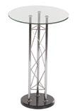 Bar Table Clear Glass/Chrome 31 Round x 42 H Aspen Bar Table White/Brushed Steel