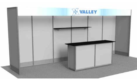 sintra infill panels 2 meter back wall counter with sliding doors Dimensions approximately: 20ft wide x 8ft high Standard carpet color selection All Rentals include: Material handling, installation