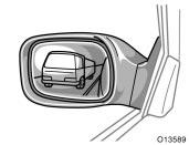 Outside rear view mirrors Adjust the mirror so that you can just see the side of your vehicle in the mirror.