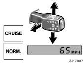 You can now set your desired cruising speed. Pressing the ON OFF button again will turn the system completely off.