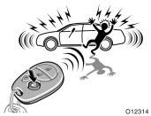 To open the trunk lid, push the trunk opener switch of the transmitter for 1 second. A long beep will sound.