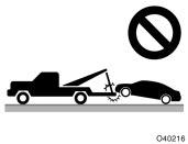 If you cannot shift automatic transmission selector lever (c) Towing with sling type truck (c) Towing with sling type truck NOTICE Do not tow with sling type truck, either from the front or rear.