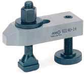 Clamps No. 6314V Tapered clamp with adjusting support screw Tempering steel, varnished. Slot H* sim.