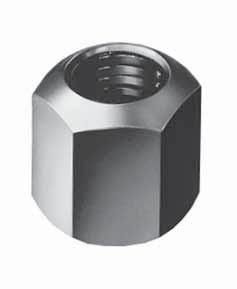 Hexagon nut DIN 6330B Hexagon nut height 1,5 dia. Tempered, tensile strength class 10. With spherical end matching taper face of washers DIN 6319 D or G. Flat end matching hardened washers DIN 6340.