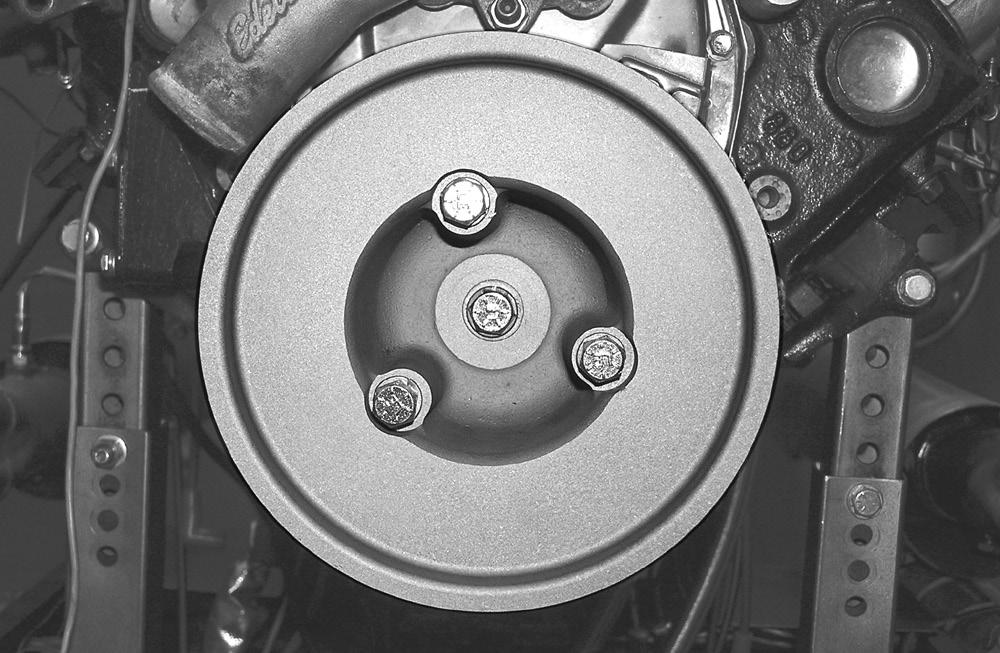 ENFORCER INSTALLATION PROCEDURE 1. Install the supercharger drive pulley in front of the factory crank pulley using the supplied 3/8-24 x 3.