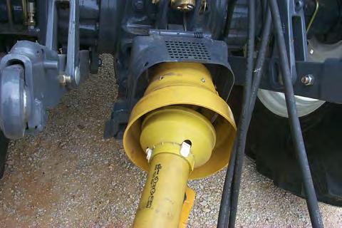 Ensure that a properly rated safety tow chain is equipped securing the mower to the tractor.