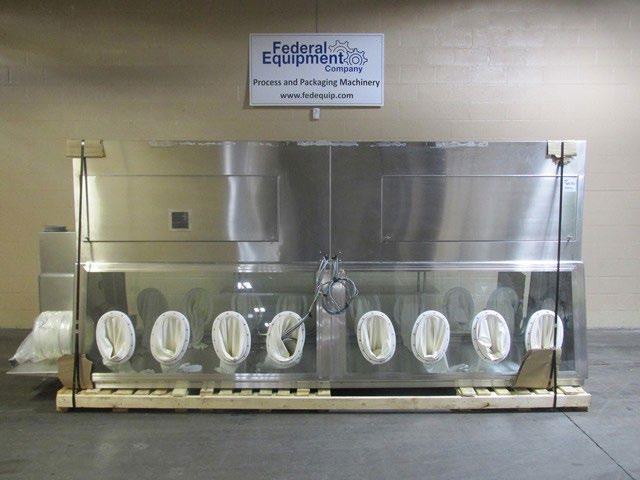 57 Applied Containment Isolator, SKU:48290 57 Applied Containment Engineering isolator, stainless steel construction, approximately 57 wide x 19 deep x 32 high chamber, singled sided, (3) glove