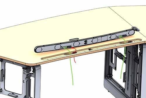 4 Install the mic bars into the table. a.