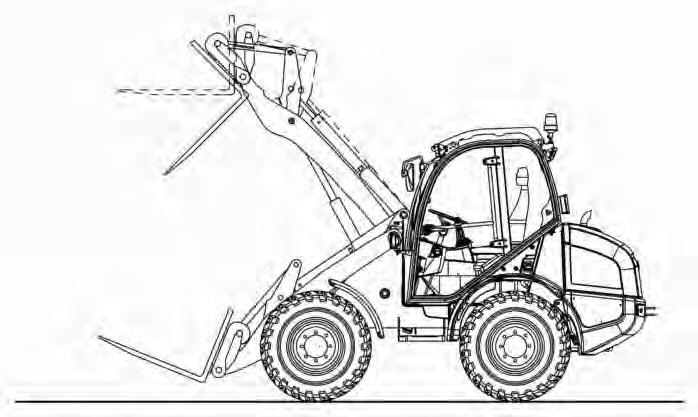 6.19 Dimensions: wheel loader with pallet forks, model 346-03/346-04 (WL 750/WL 850) d a b c Fig.