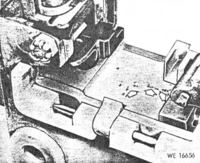 Figure 3-13. Maintenance procedures for determining serviceability of pitted and slightly chipped trunnion block ACCEPTABLE. Section VI. REPAIR INSTRUCTION FOR TRIPOD, M2 3-11.