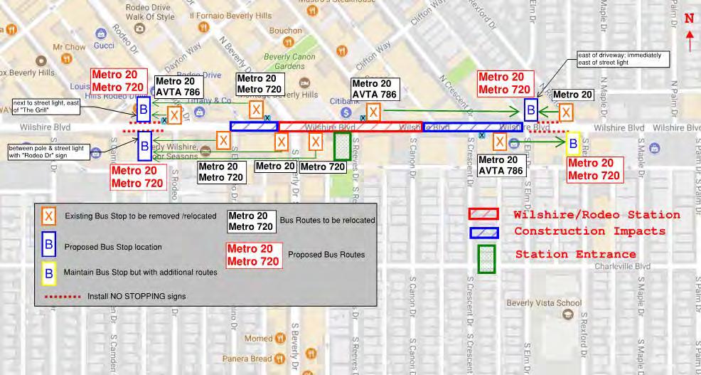 West of Beverly Dr 20/720 WB/ EB Wilshire between Camden Dr and Rodeo Dr Bus Stops Proposed Bus Stops Relocations near