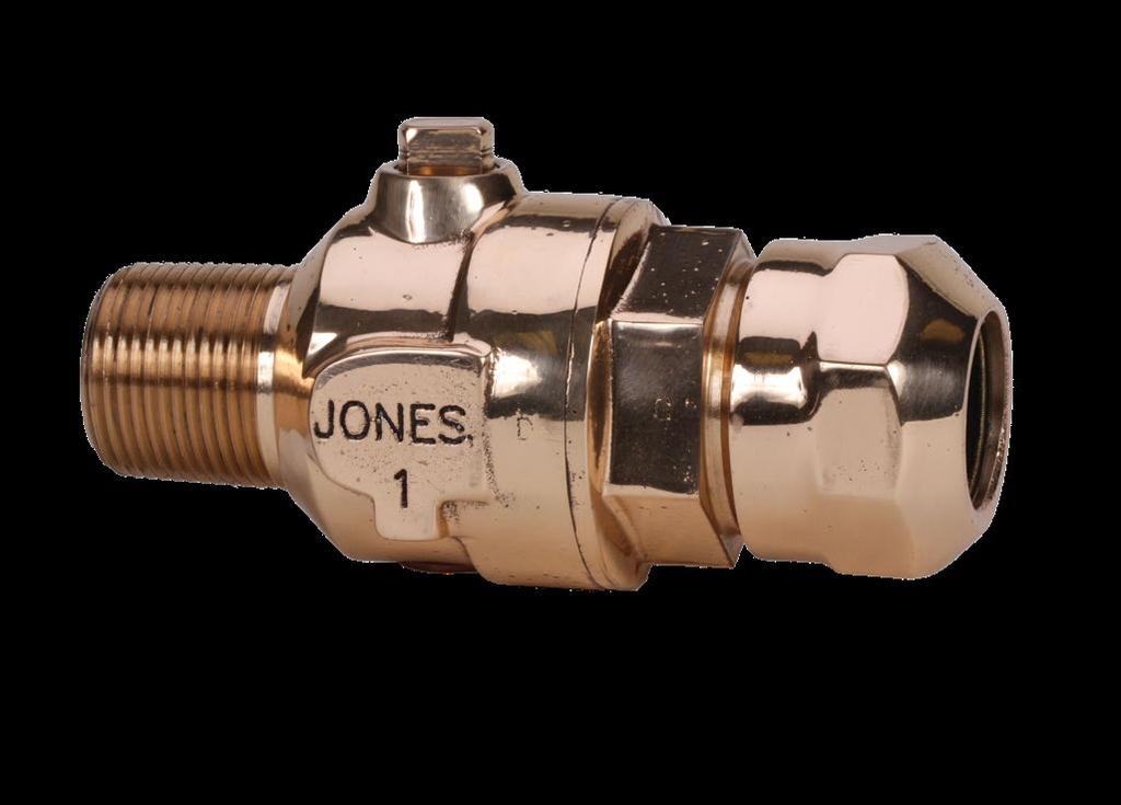 CORPORATION BALL VALVES: Jones Corporation Ball Valves offer reliable service, and are available with either CC or iron pipe thread inlets specially matched to