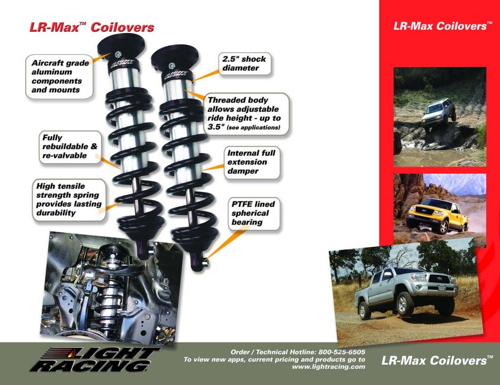 The LR-Max Coilover System provides the ultimate upgrade in speed control and damping, ride height