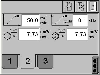 46 Applicators TC FS Control Panel Screen 2 Visible only when the line speed signal is a frequency Fig. 22 Meaning Area Max. machine speed [m/min] 0.1-200 50.